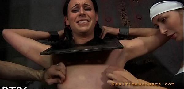  Sweet lass gets facial torture with hardcore drilling on cunt